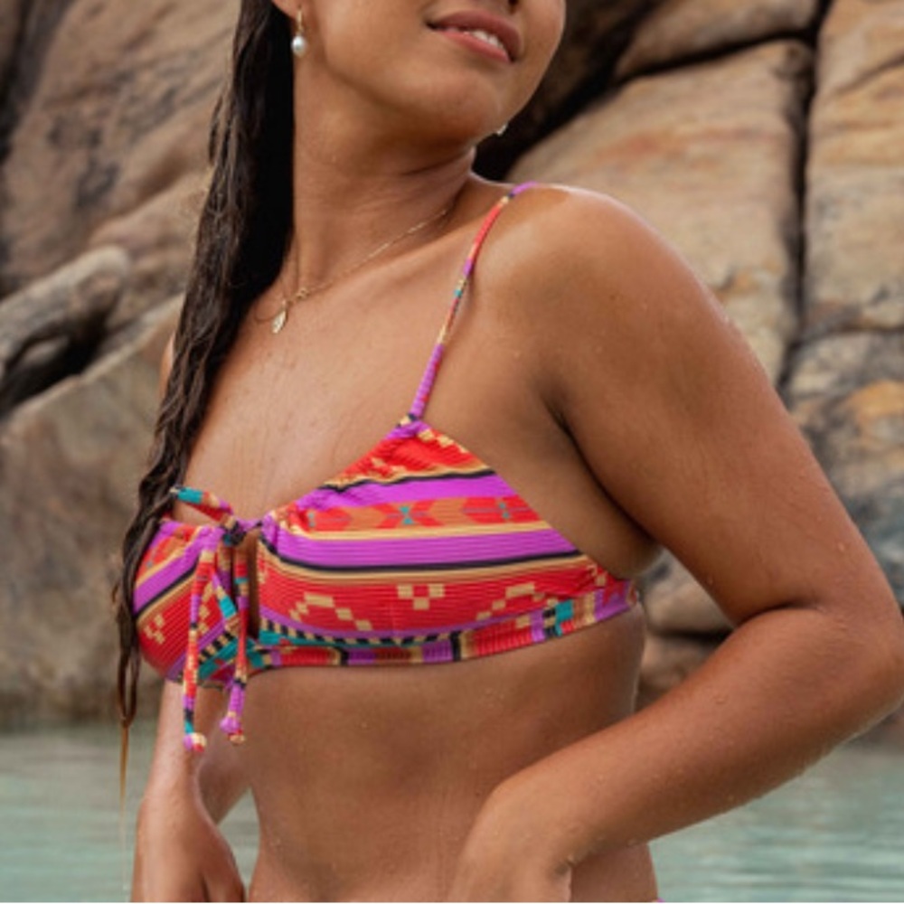 Billabong Baja Rising Coco Bralette Bikini Top in Bright Poppy SZ L NWT